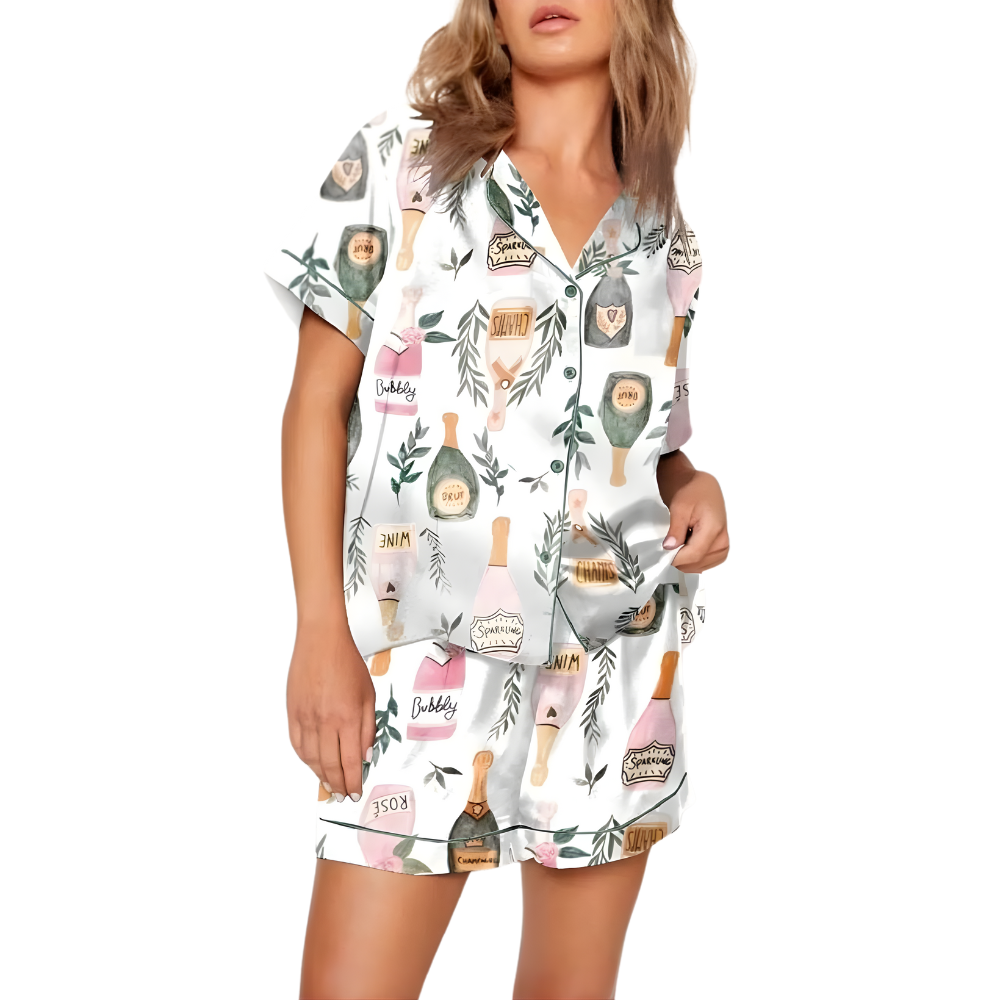 Elegant Bottle Pattern Comfortable Pajama Set