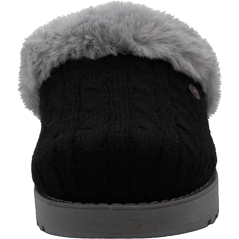 Cable Knit Memory Form Slipper With Rubber Sole