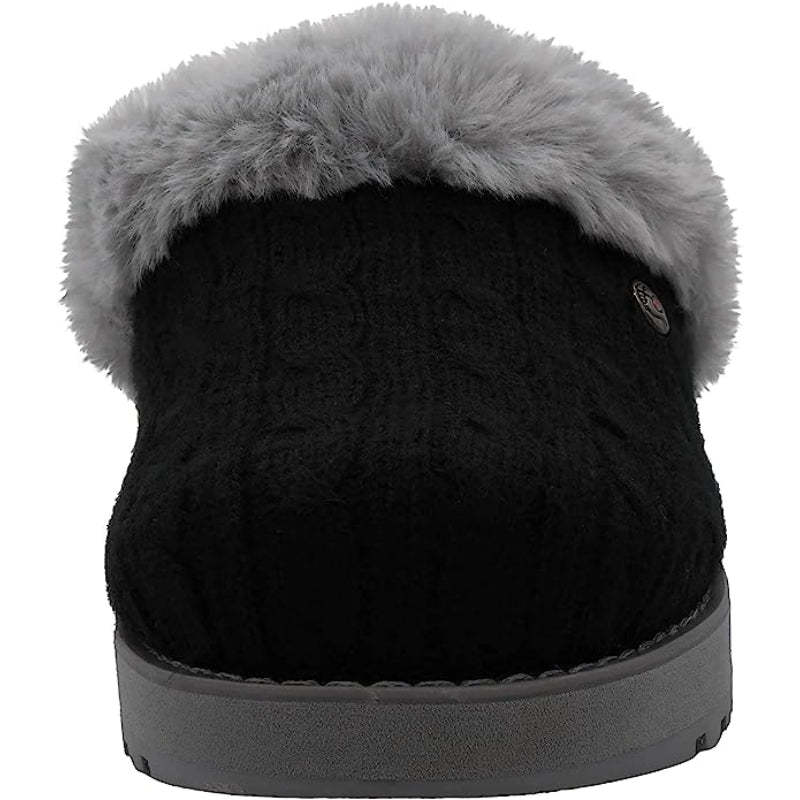 Cable Knit Memory Form Slipper With Rubber Sole