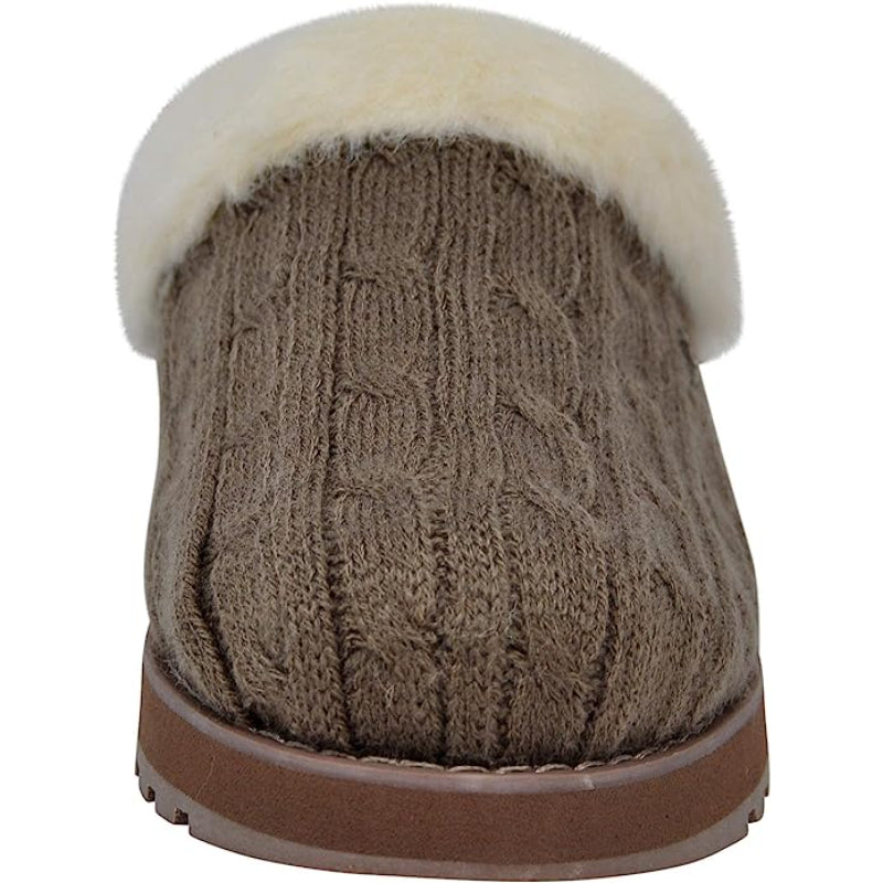 Cable Knit Memory Form Slipper With Rubber Sole