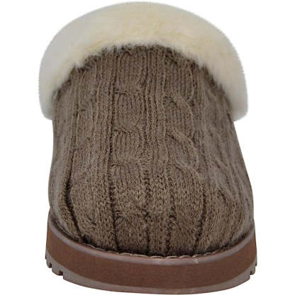 Cable Knit Memory Form Slipper With Rubber Sole