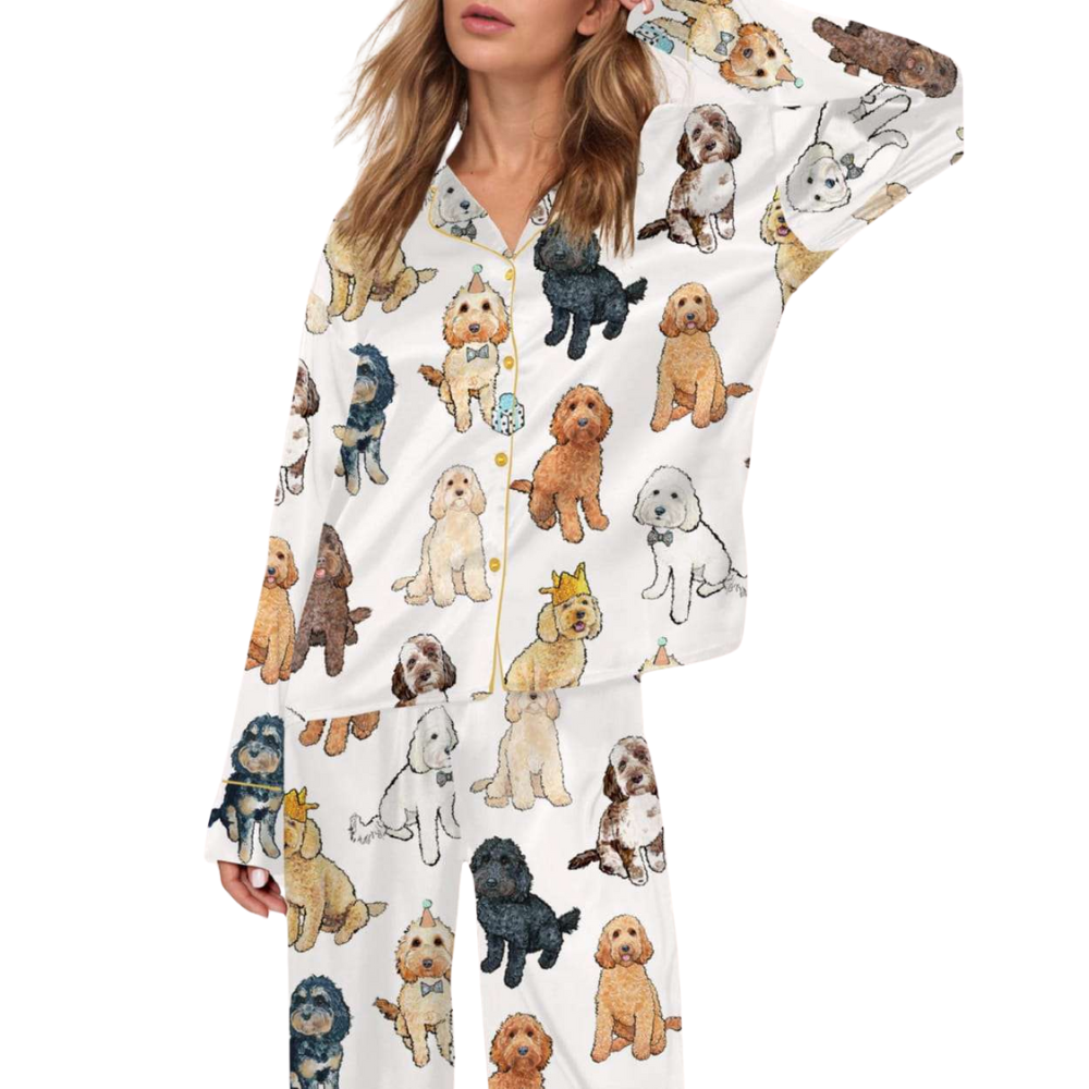 Cockapoo Print Satin Pajama Set