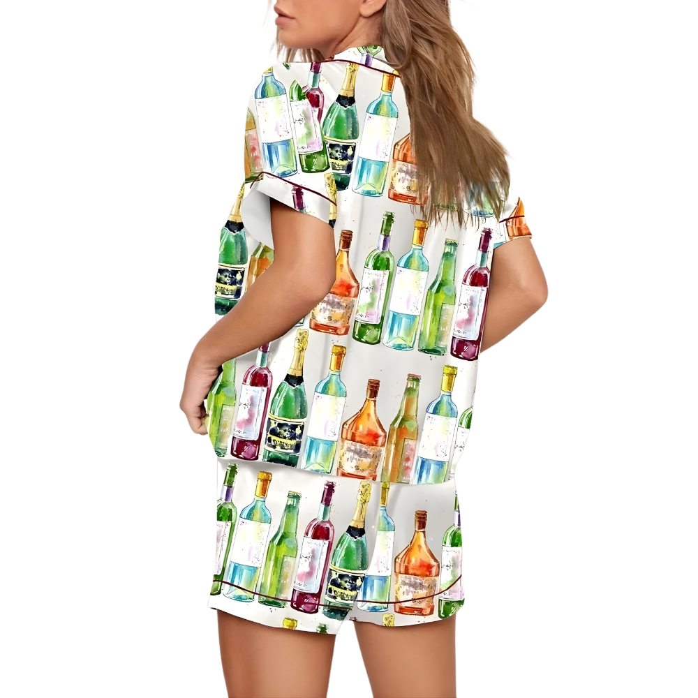 Classic Beverage Bottle Print Pajama Set