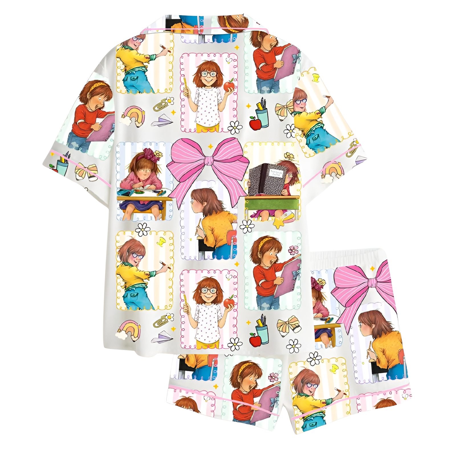 Back To School Teacher Junie B Jones Coquette Bow Pajama Set