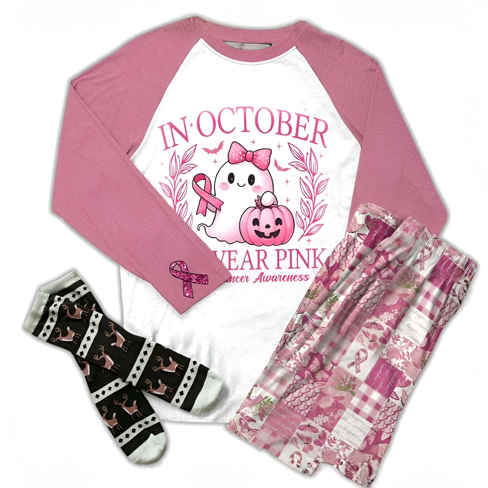 BCAM Raglan Letter Print Lounge Pajama Set