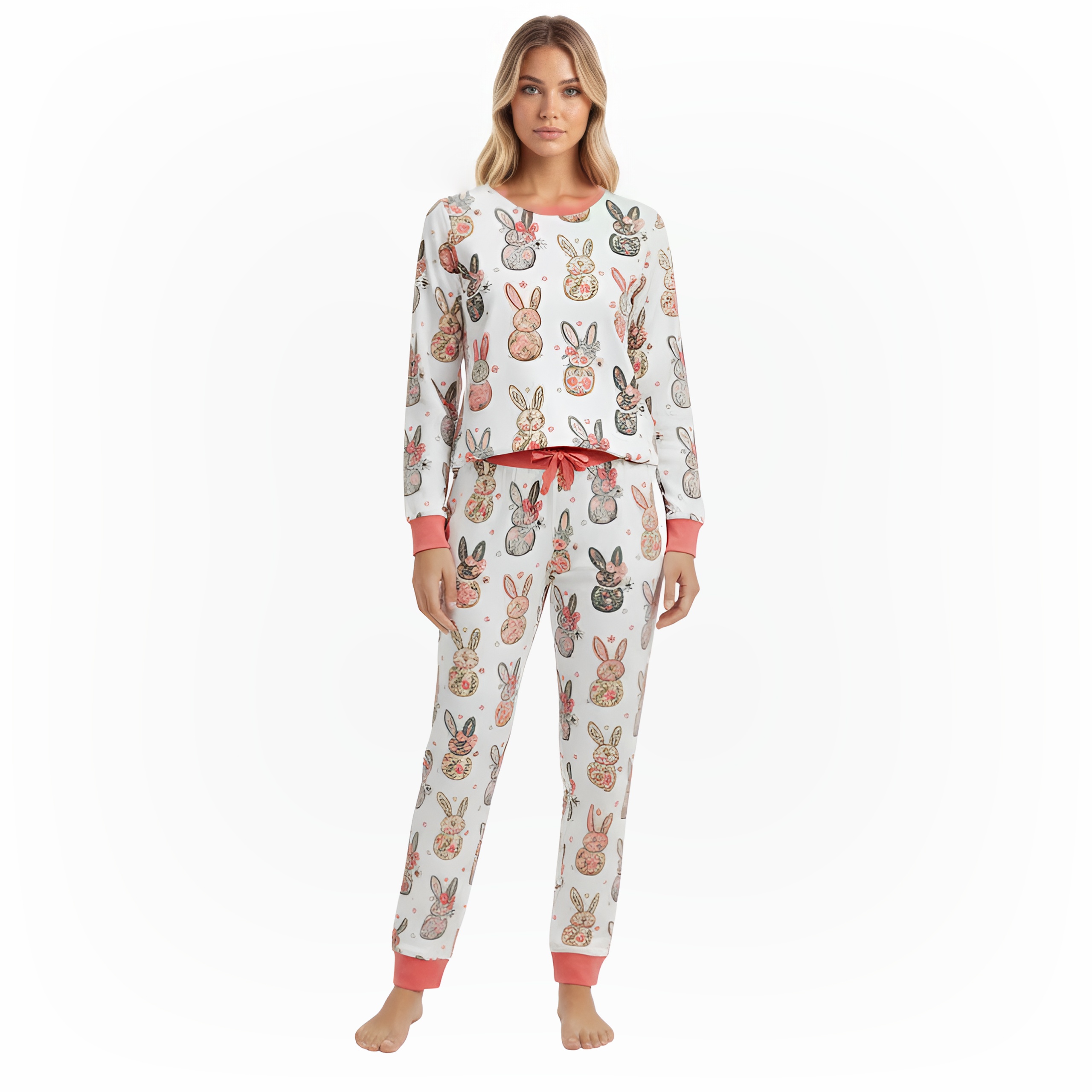 Coquette Easter Bunny Floral Pajama Set