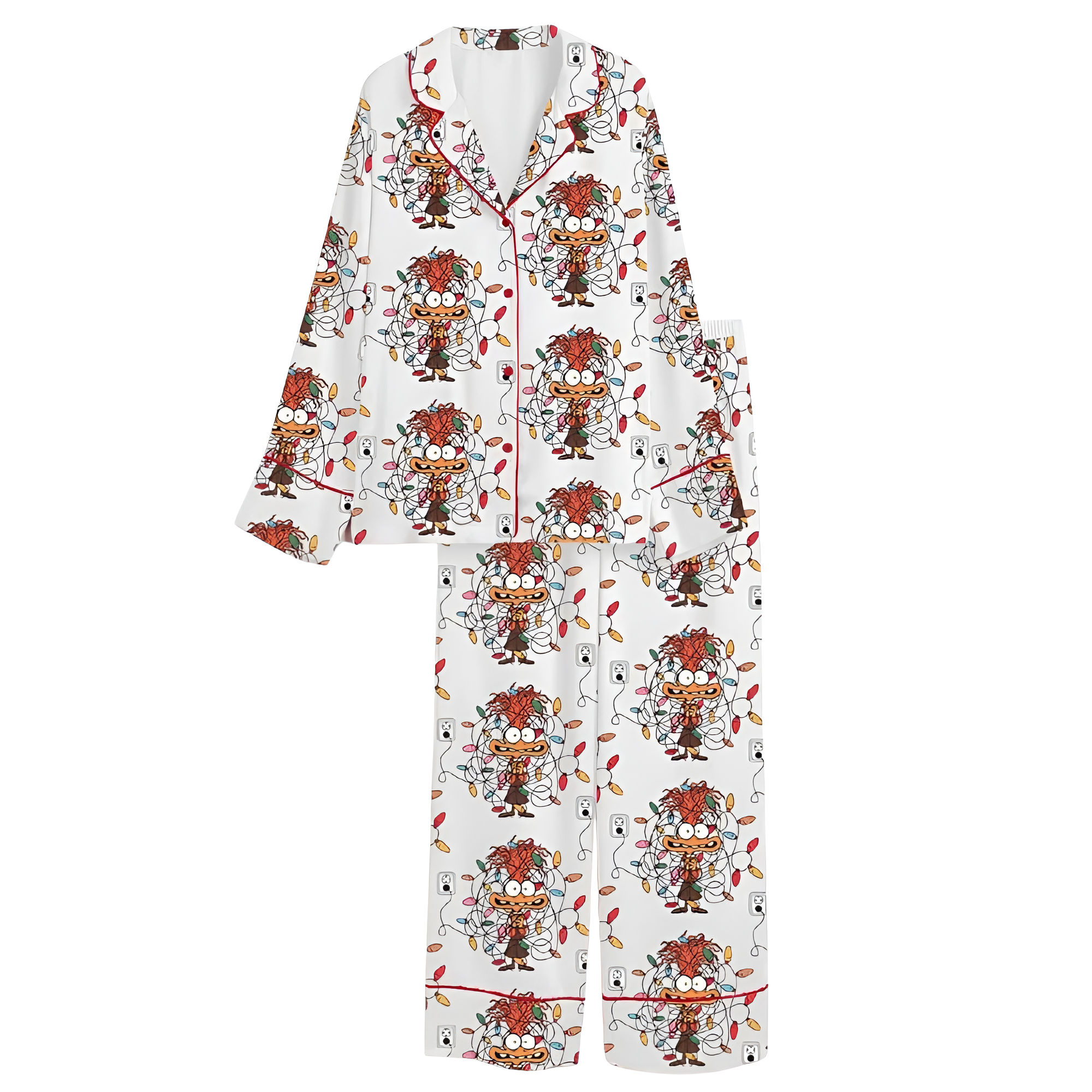 I am Fine Everything Is Fine Satin Pajama Set With Humorous Print