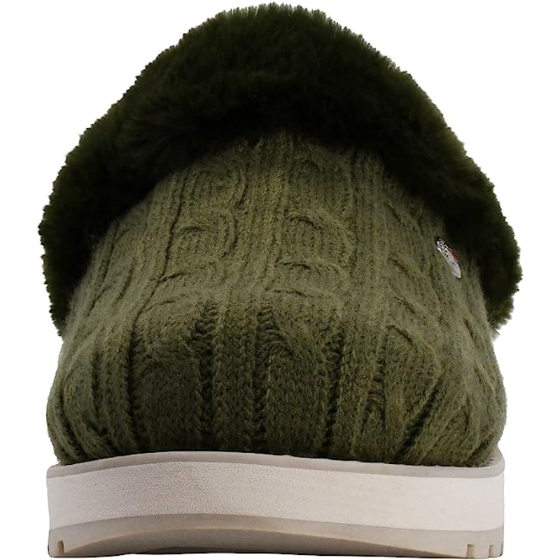 Cable Knit Memory Form Slipper With Rubber Sole