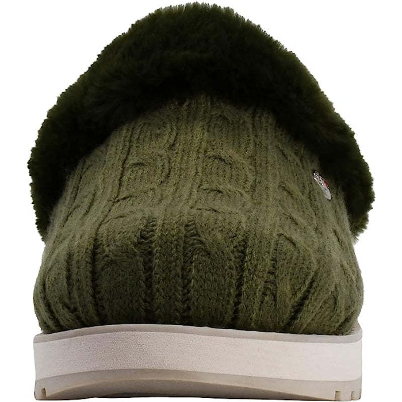 Cable Knit Memory Form Slipper With Rubber Sole