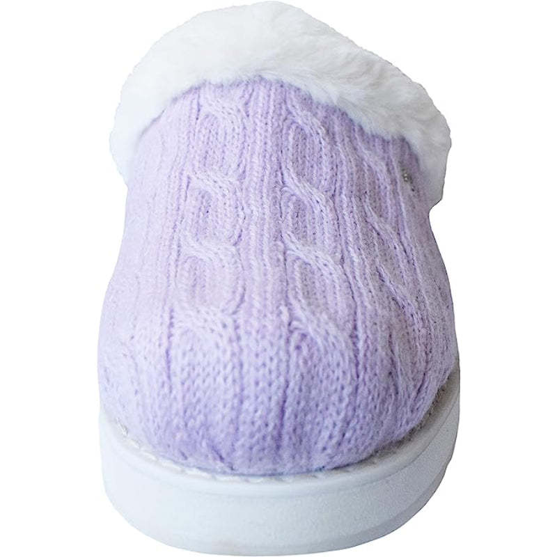 Cable Knit Memory Form Slipper With Rubber Sole