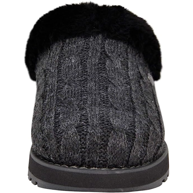 Cable Knit Memory Form Slipper With Rubber Sole
