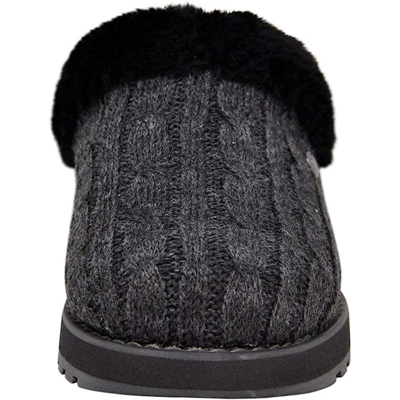 Cable Knit Memory Form Slipper With Rubber Sole