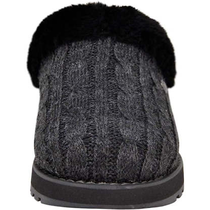 Cable Knit Memory Form Slipper With Rubber Sole