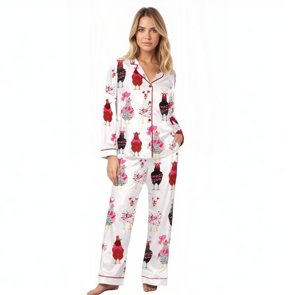 Chicken Valentine Themed Pajama Set