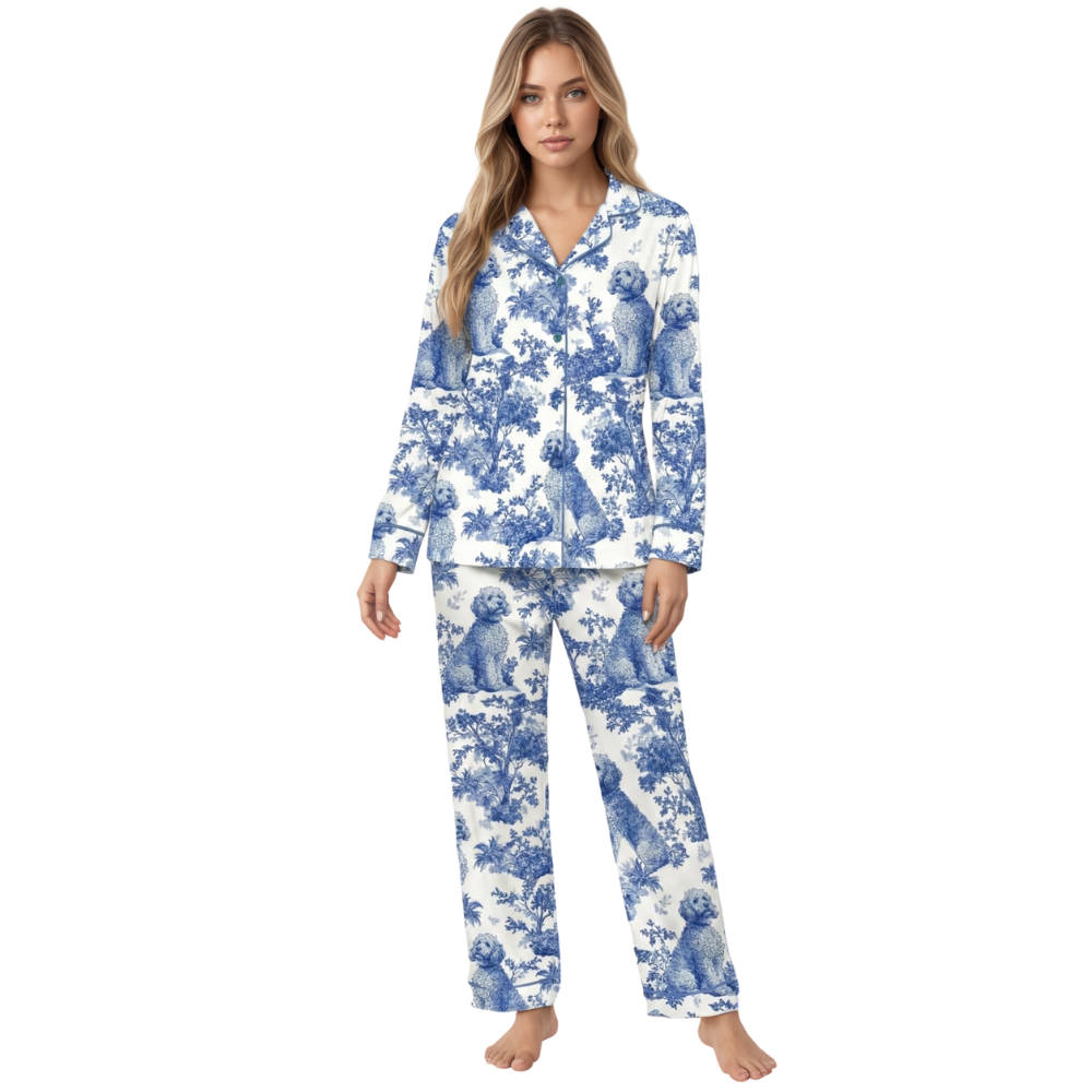 Chinoiserie Doodle Satin Pajama Set