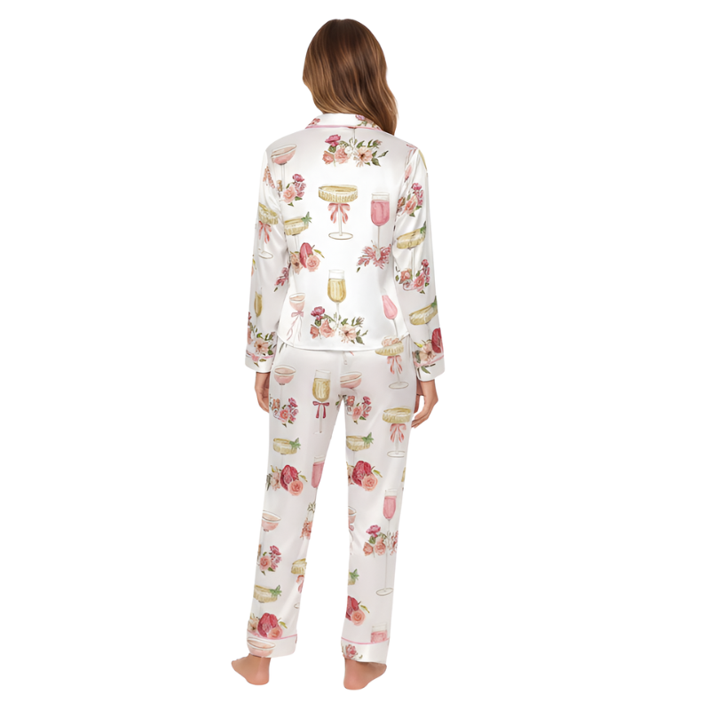 Valentine Petals And Prosecco Printed Pajama Set