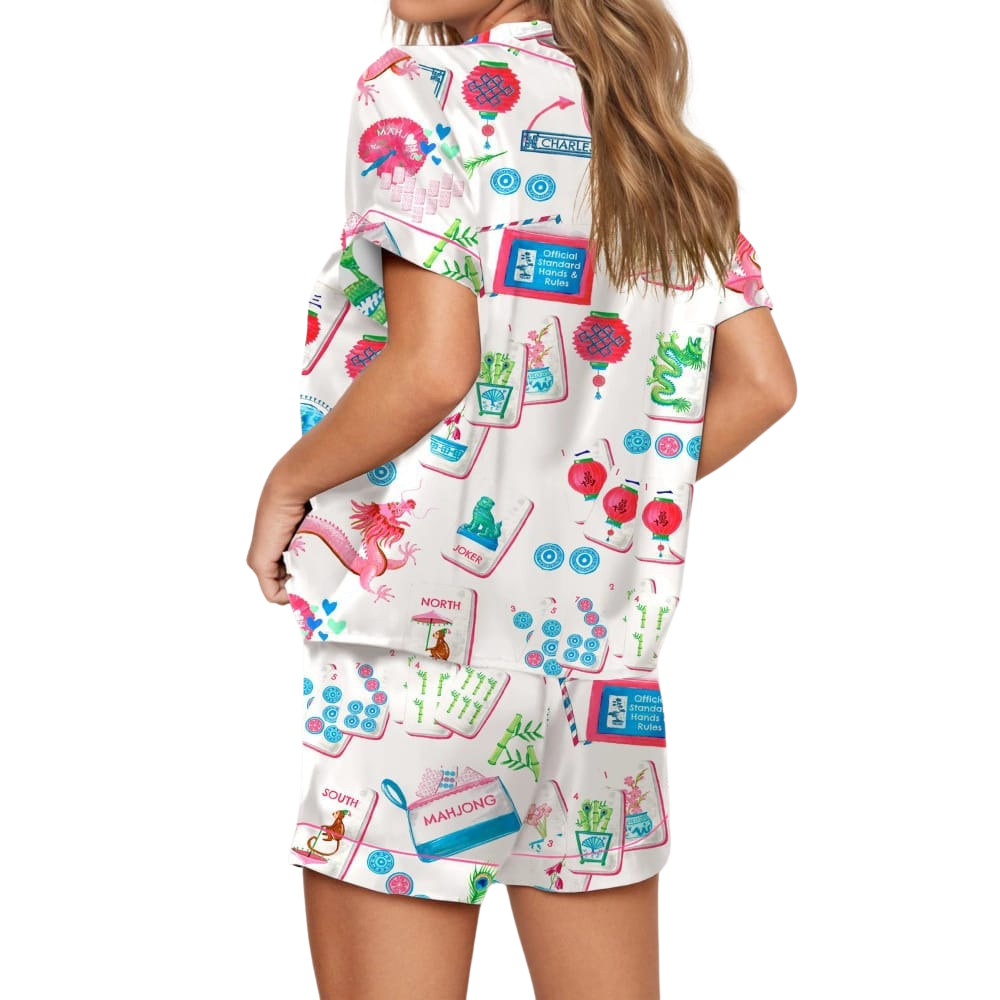 Chinoiserie Mahjong Satin Pajama Set