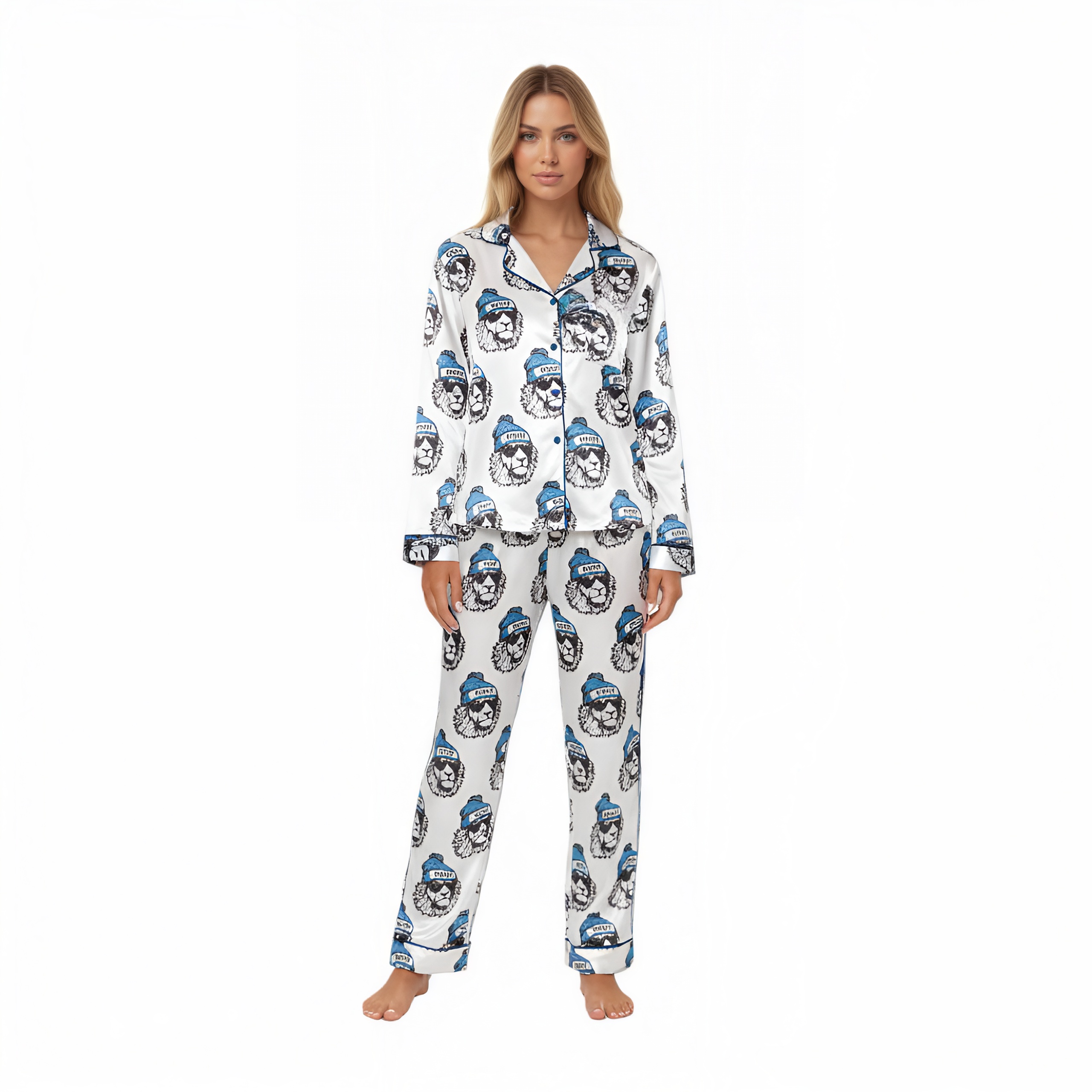 Detroit Sunglasses Lion Printed Pajama Set