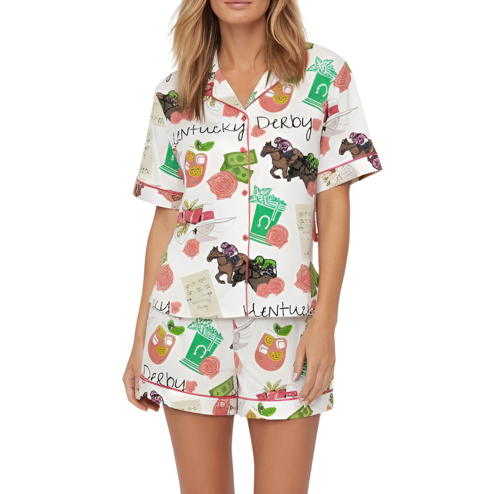 Kentucky Derby Satin Sleepwear Pajama Set