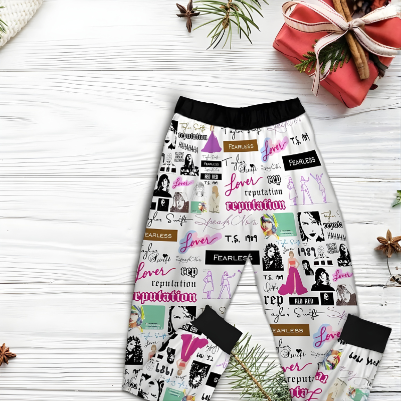Eras Tour Themed Taylor Swift Christmas Pajamas Set With Graphic Prints