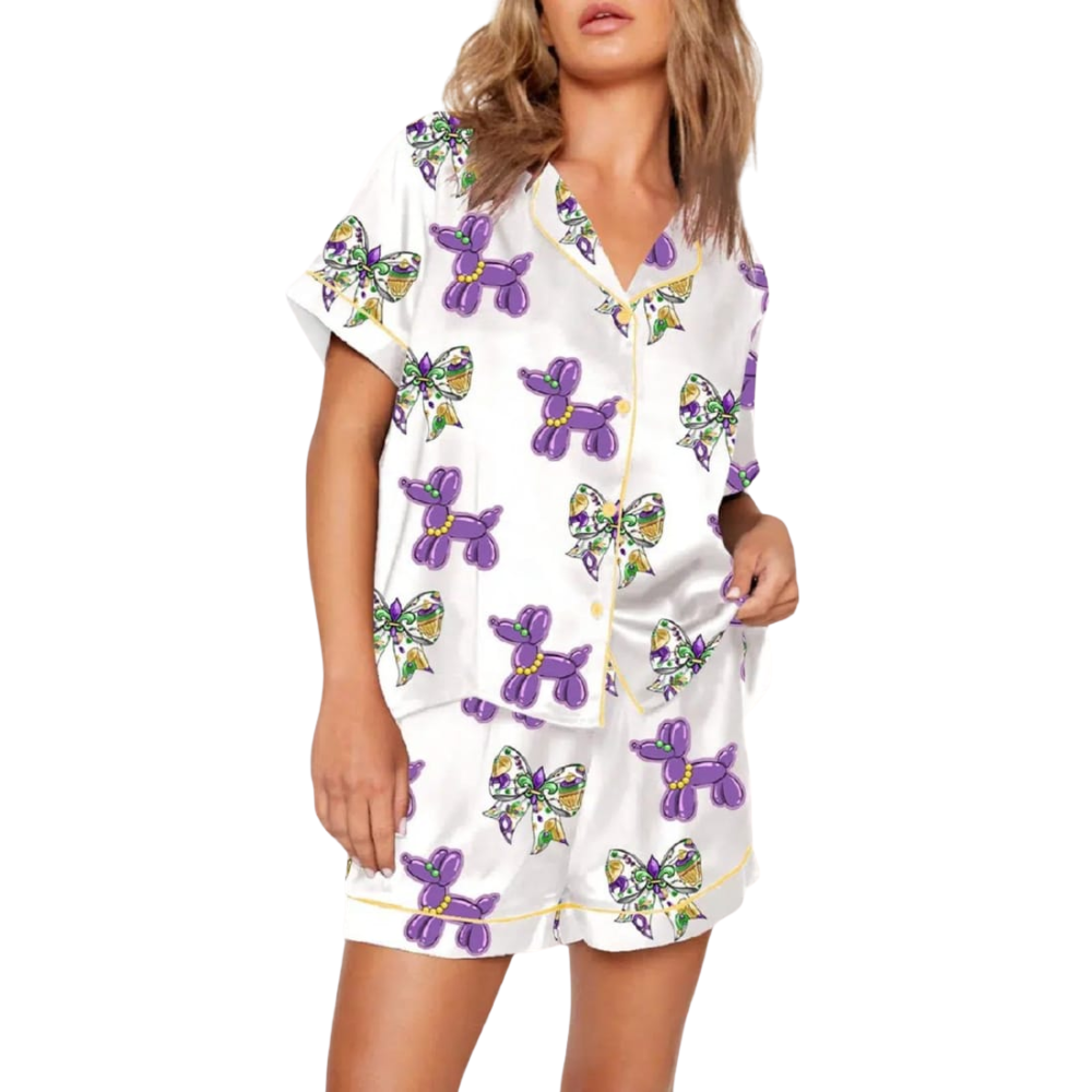 Mardi Gras Dog Themed Pajama Set 