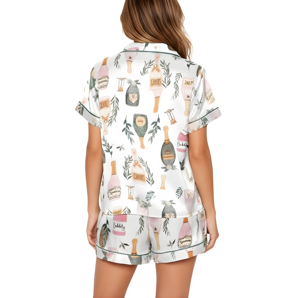 Elegant Bottle Pattern Comfortable Pajama Set