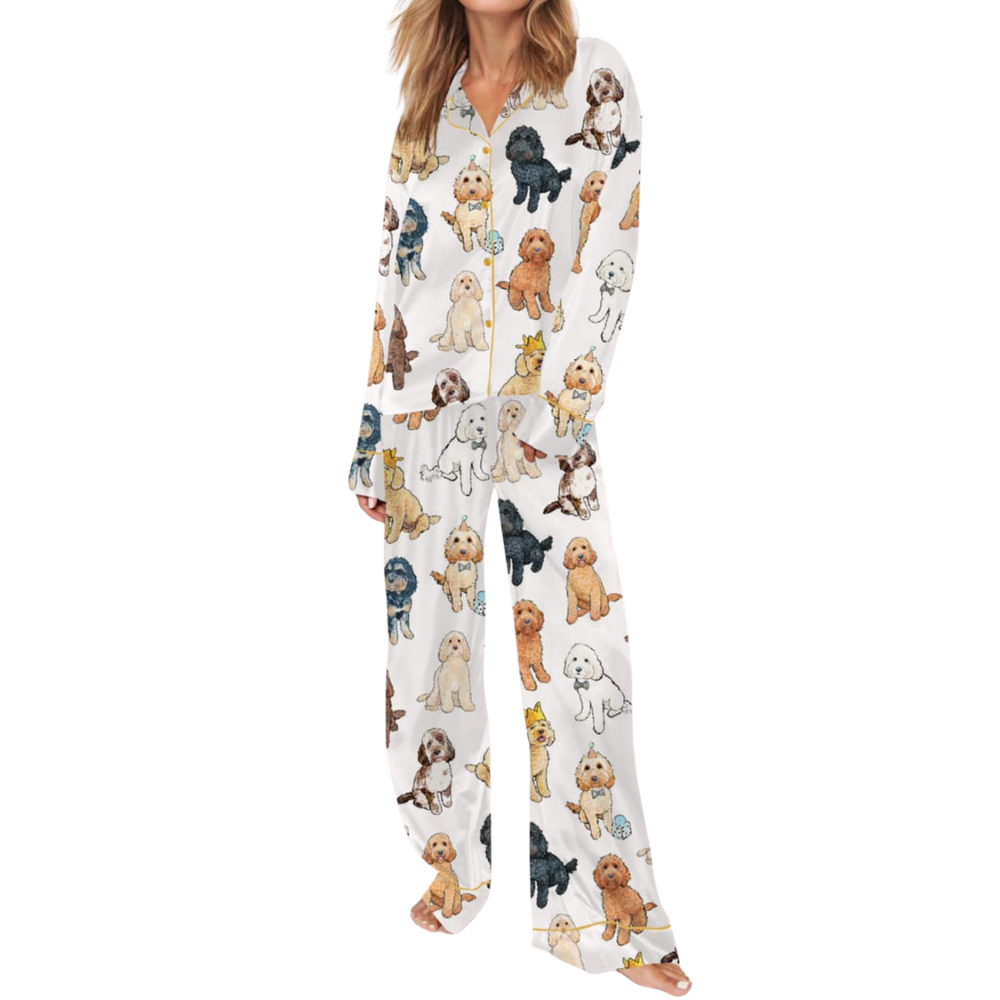 Cockapoo Print Satin Pajama Set