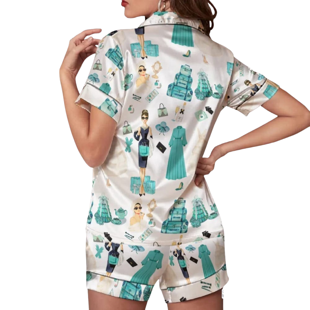 Classic Breakfast At Tiffanys Movie Themed Pajama Set