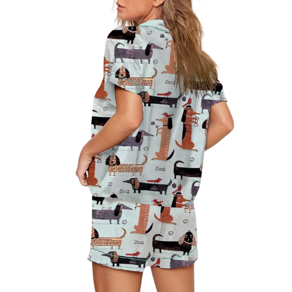 Funny Dachshund Printed Pajama Set