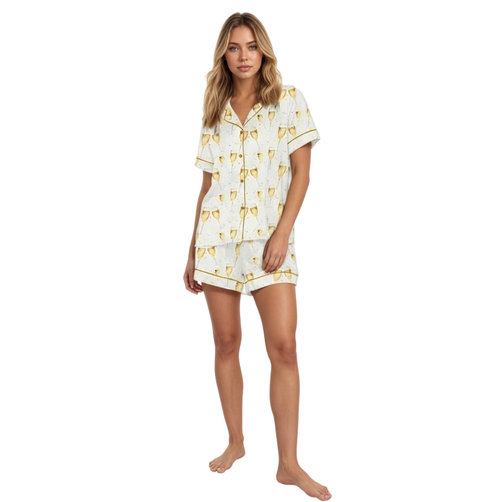 Elegant Cheers Pattern Sleepwear Pajama Set 