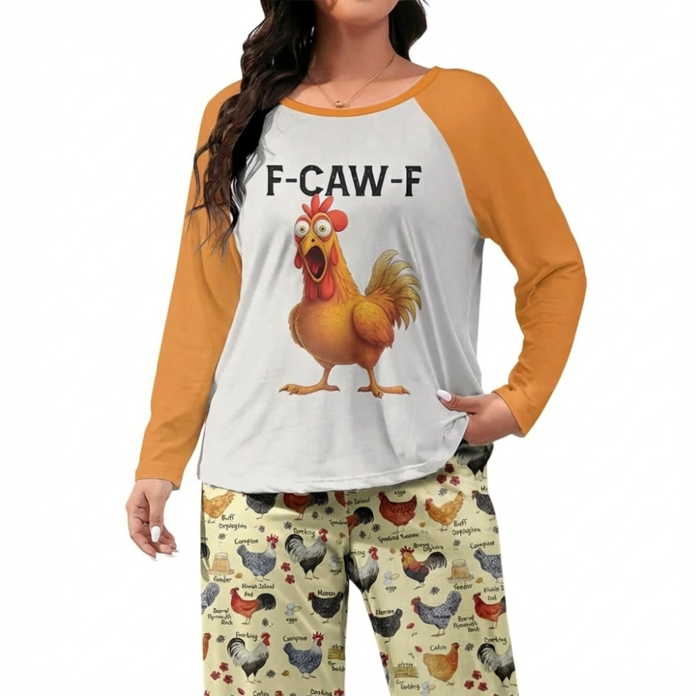 Funny Chicken Theme Pajama Set