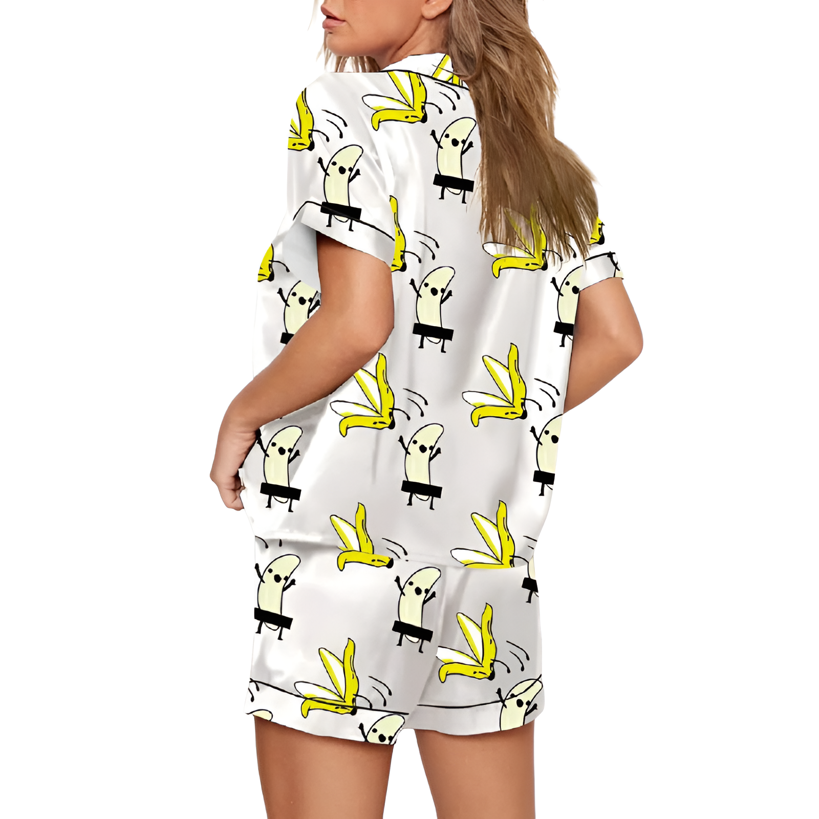 Banana Takes Off Clothes Print Pajama Set