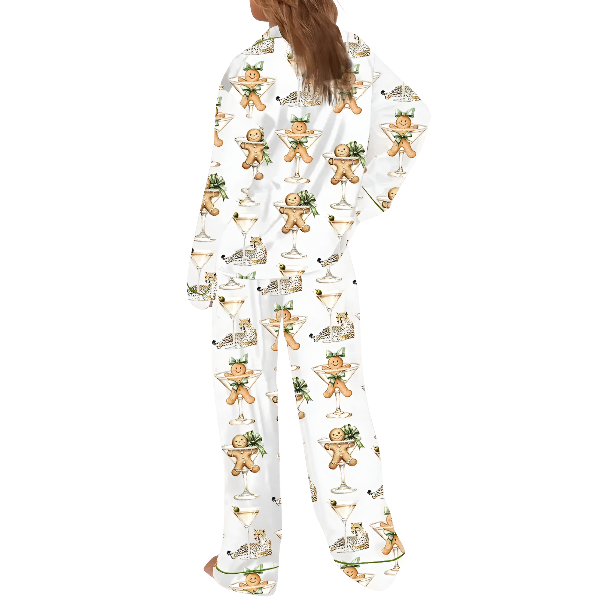 Cookie Wine Leopard Christmas Art Pajama Set