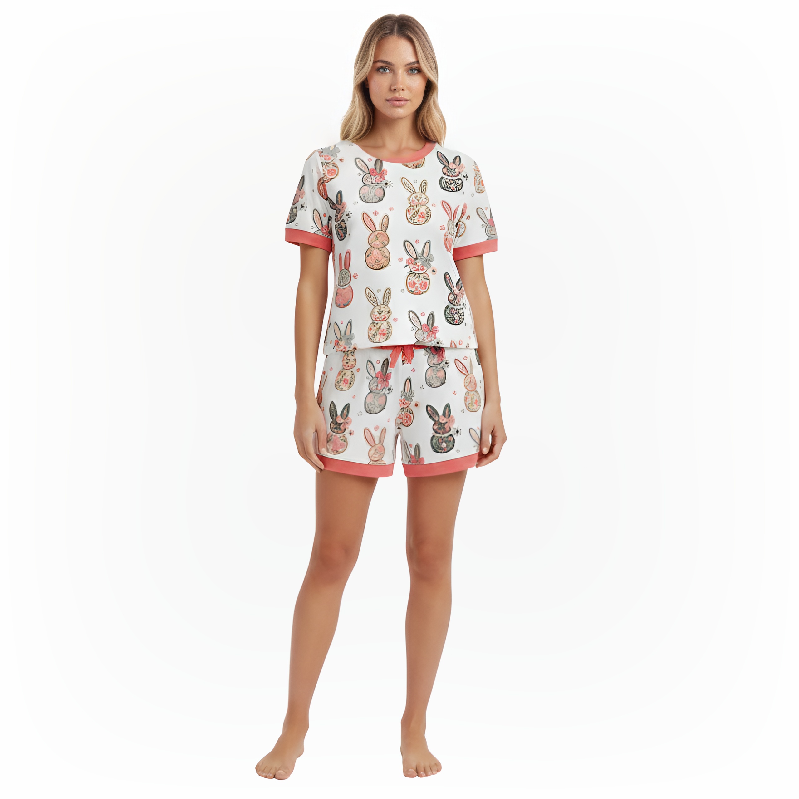 Coquette Easter Bunny Floral Pajama Set