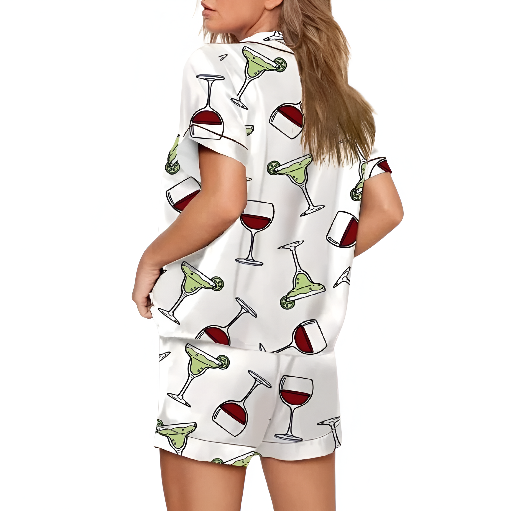 Wine Martini Print Pajama Short Set
