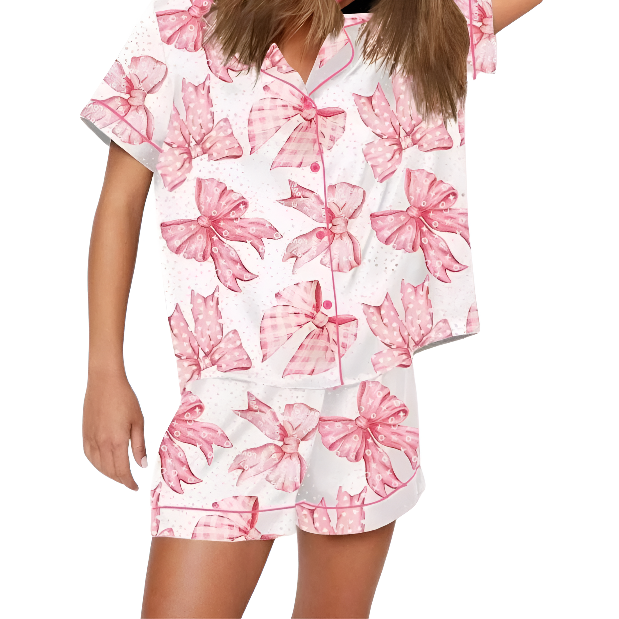 Valentine Day Bows Print Pajama Set