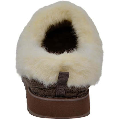 Cable Knit Memory Form Slipper With Rubber Sole