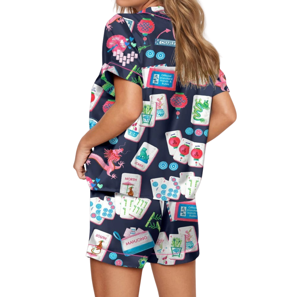 Chinoiserie Mahjong Satin Pajama Set