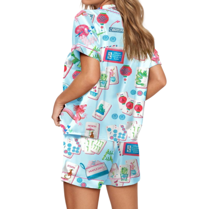Chinoiserie Mahjong Satin Pajama Set