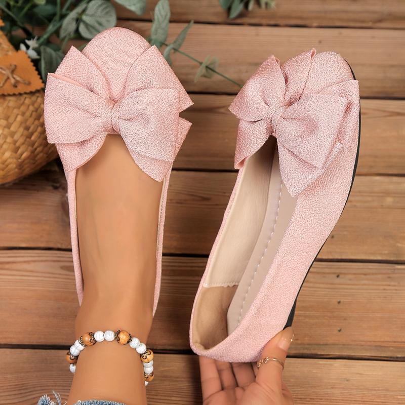Bow Detail Slip On Flats with Lightweight Non Slip Sole for Women