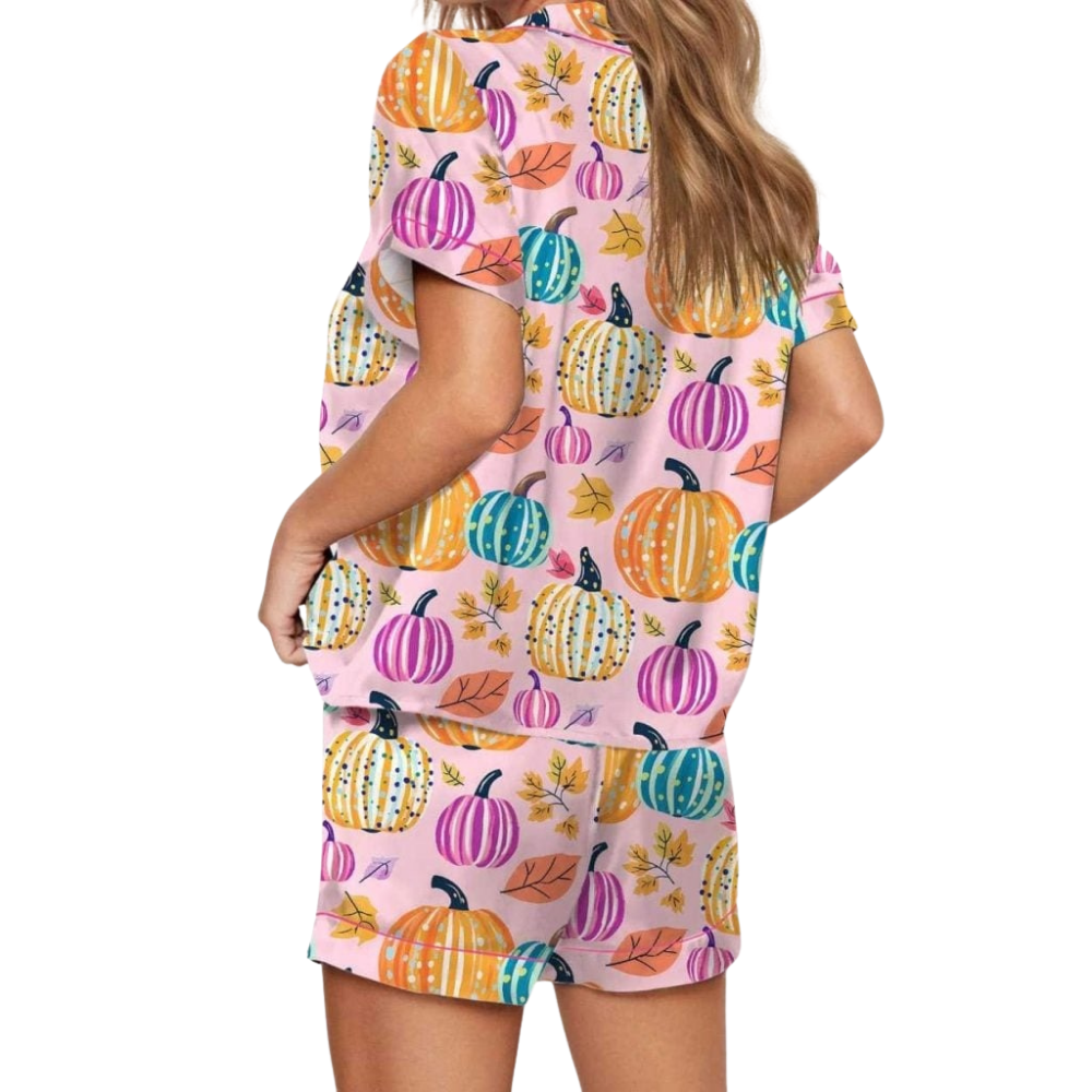 Fall Pumpkin Printed Pajama Set