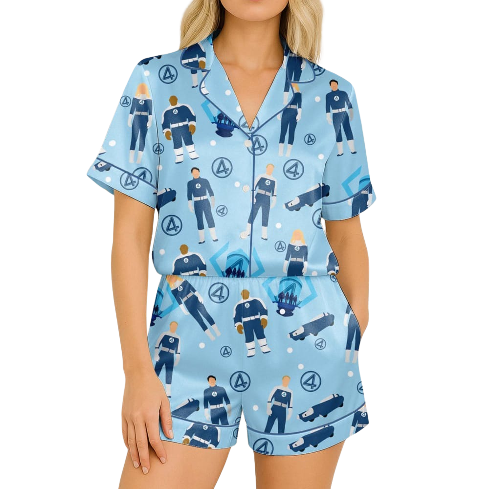 Four Heroes Satin Pajama Short Set