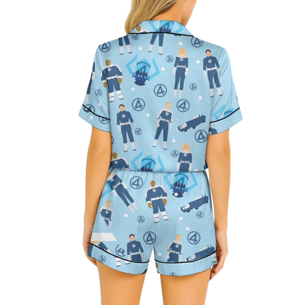Four Heroes Satin Pajama Short Set