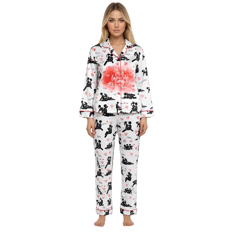 Valentines Day Pajama Set For Women With Fun Print Design