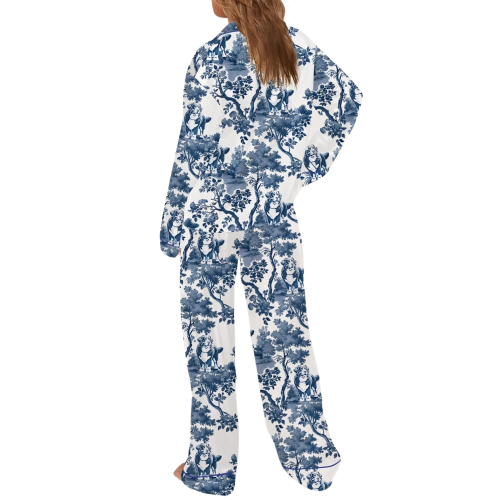 Dog Print Satin Pajama Sleepwear Set