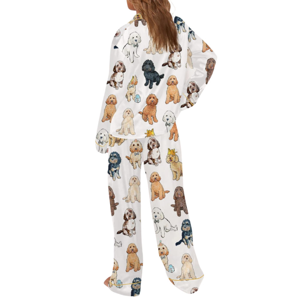 Cockapoo Print Satin Pajama Set