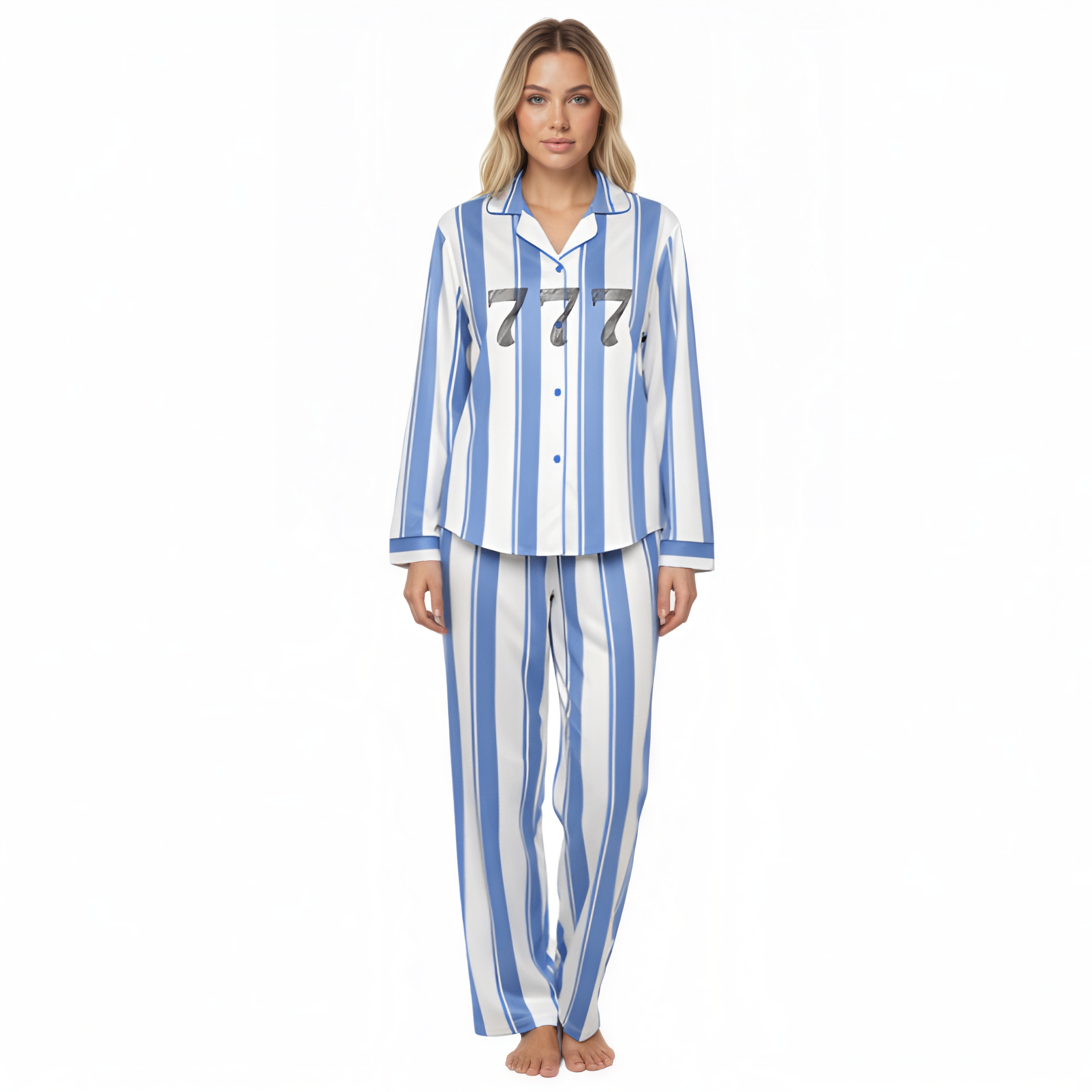 Striped Design Pajama Sleepwear Set
