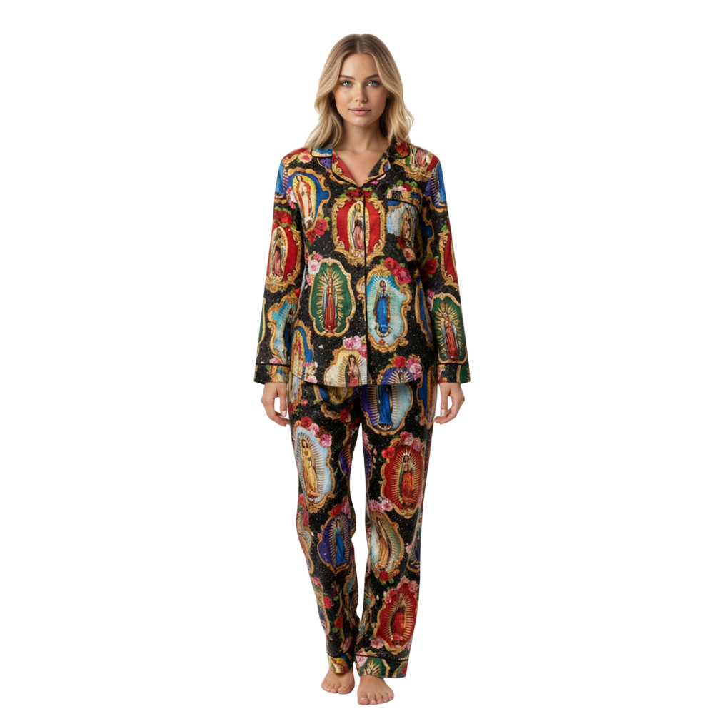 Our Lady Floral Themed Printed Pajama Set