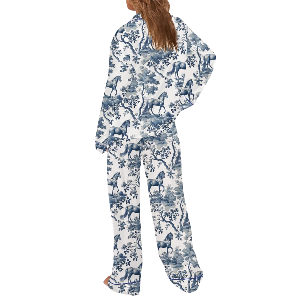 Horse Toile Printed Satin Pajama Set