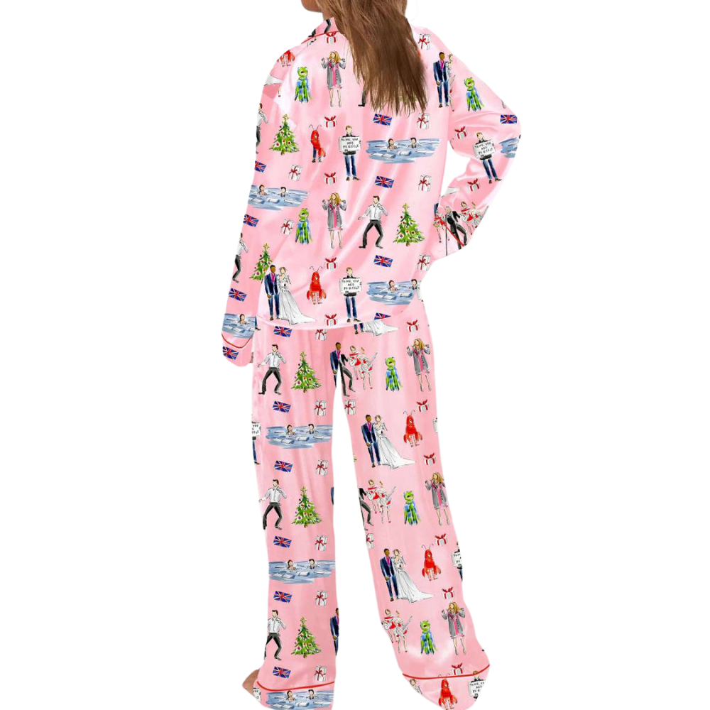 Christmas Funny Movie Printed Satin Pajama Set